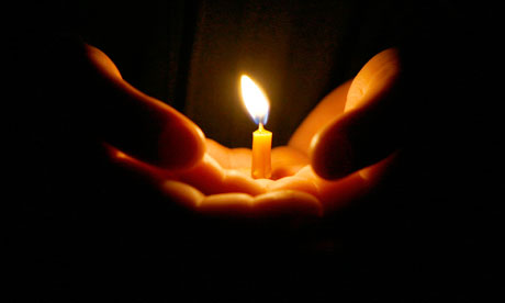 candle in hands